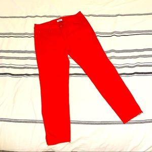 Kensie Red Skinny Jeans Raw Hem Notch Ankle 10 / 30